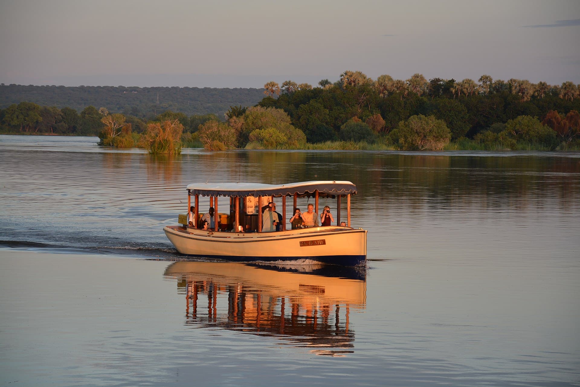 Sunset cruise boat on the Zambezi River